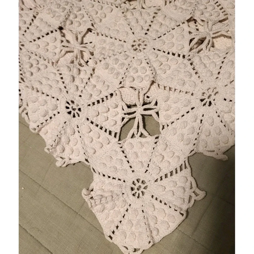 Vintage Hand‎ Crocheted Tablecloth Bedspread  Coverlet Large 86